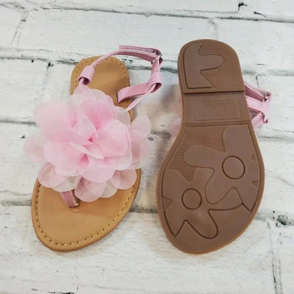 Soft Pink Flower Flip Flops. Toddler Girl Shoes. - Picture 6 of 6